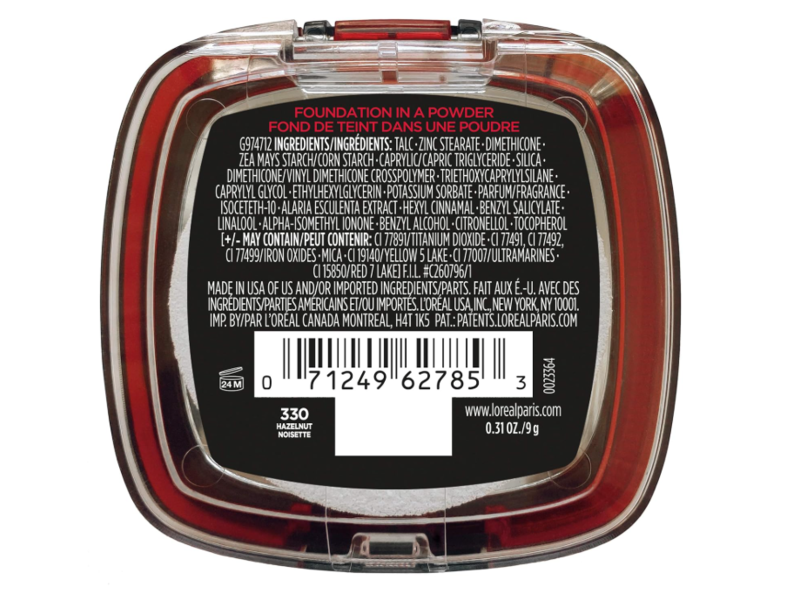 L'Oreal Paris Infallible Fresh Wear Foundation Powder, 330 Hazelnut Noisette, 0.31 oz/9 g