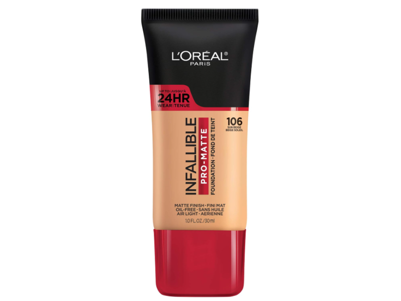 L'Oreal Paris Infallible Pro-Matte Foundation Makeup, Sun Beige, 1 fl oz/30 mL
