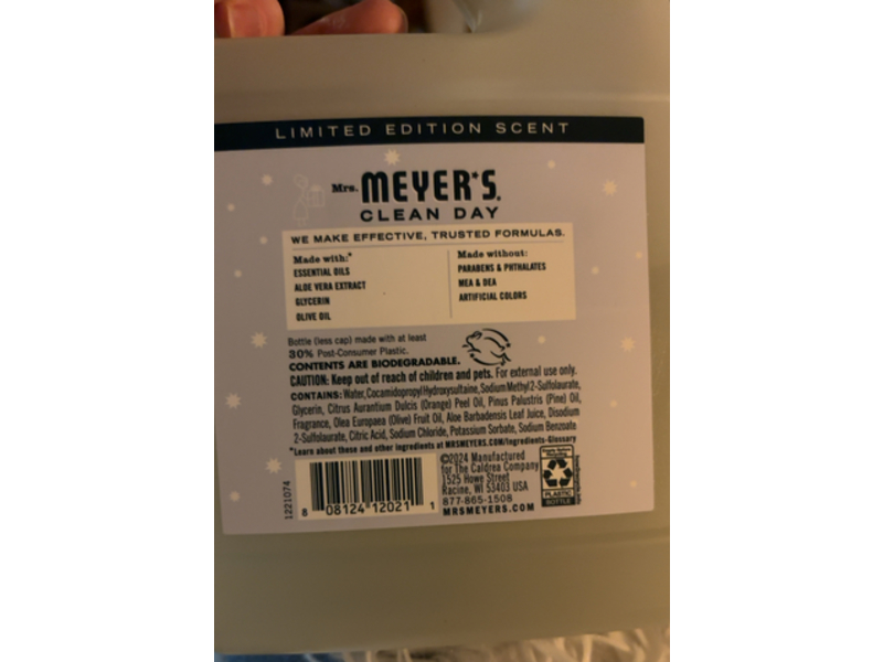 Mrs. Meyer's Clean Day Hand Soap Refill, Snowdrop Scent, 33 fl oz/975 mL