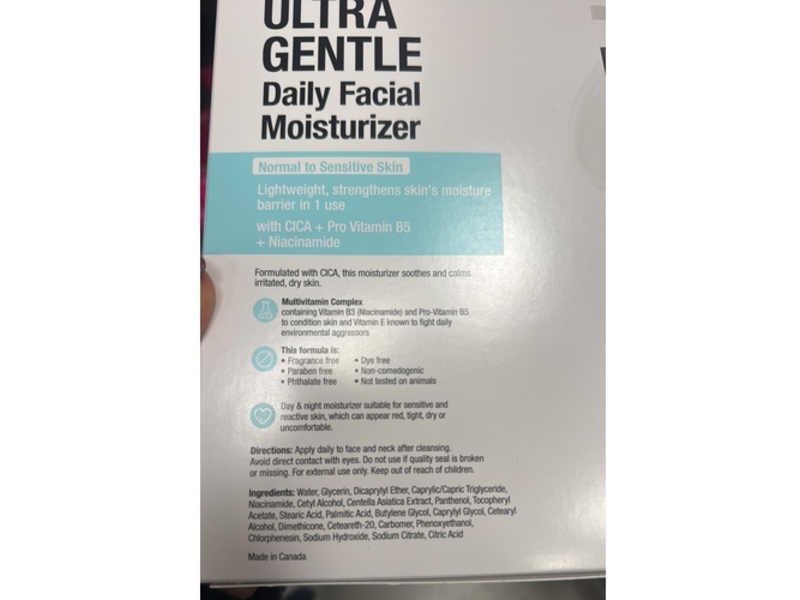 Neutrogena Ultra Gentle Daily Facial Moisturizer, CICA + Pro Vitamin + Niacinamide, 3.4 fl oz/100 mL, Pack Of 2