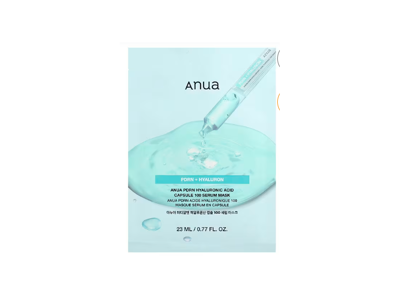 Auna Hyaluronic Acid Capsule 100 Serum Mask, Pdrn + Hyaluron, 0.77 fl oz/23 mL, 10 Count