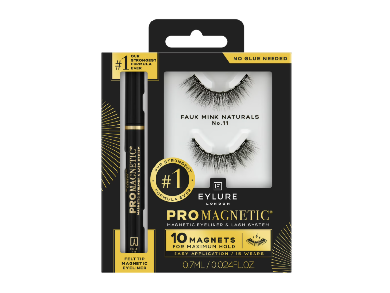 Eylure Pro Magnetic Eyeliner & Lash System, Faux Mink Natural No. 11 Eyelashes, 0.024 fl oz/0.7 mL
