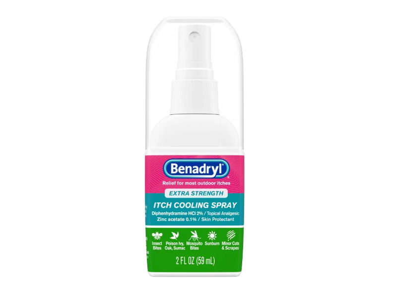 Benadryl Itch Relief Cooling Spray, Extra Strength, 2 fl oz/59 mL