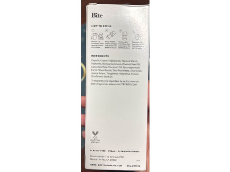 Bite Deodorant, Fragrance-Free, 2.1 oz/59.5 g
