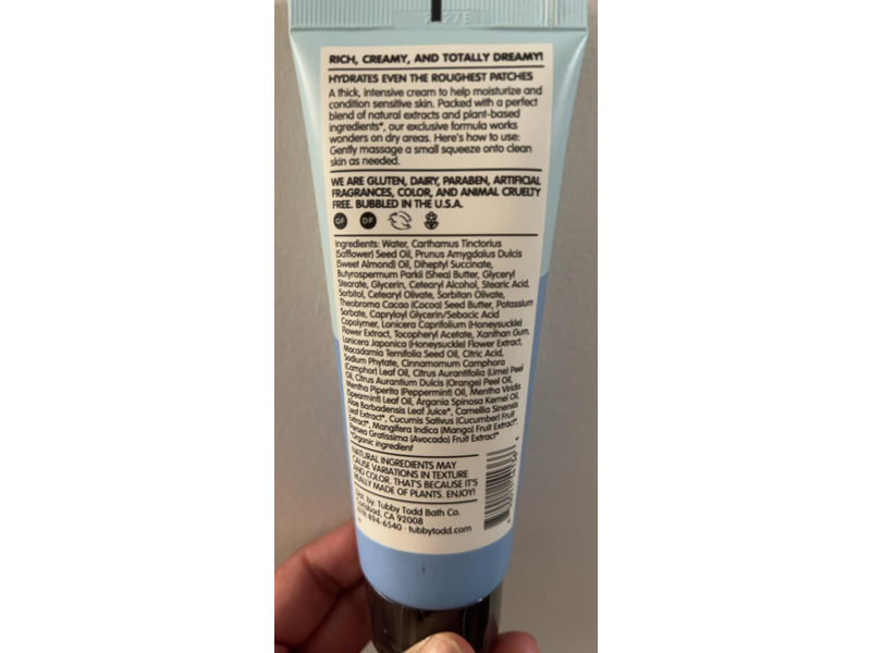 Tubby Todd Bath Co Dream Cream, Shea Butter + Mint, 4 oz/113 g