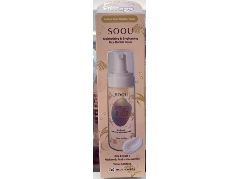 SOQU Moisturizing & Brightening Rice Bubble Toner, 5.07 fl oz/150 mL