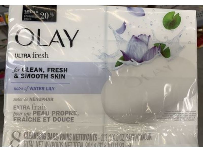 Olay Ultra Fresh Cleansing Bar Soap, Water Lily, 8 Count