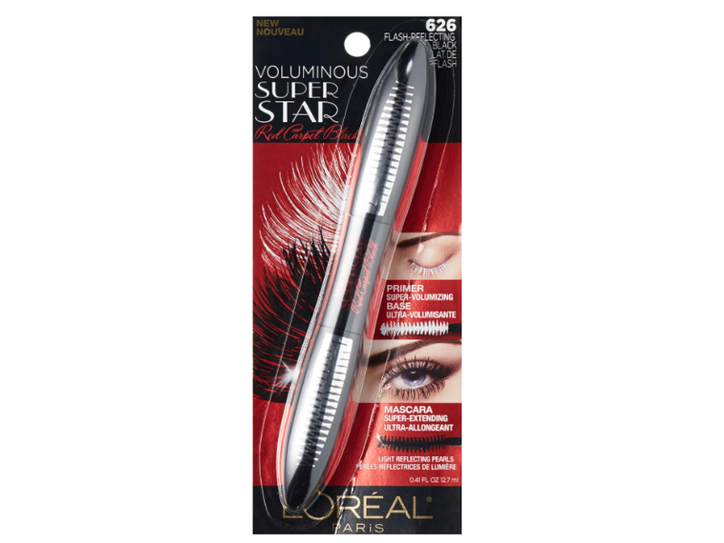 L'Oreal Paris Voluminous Super Star Red Carpet Black Mascara, 626 Flash-Reflecting Black, 0.41 fl oz/12.7 mL