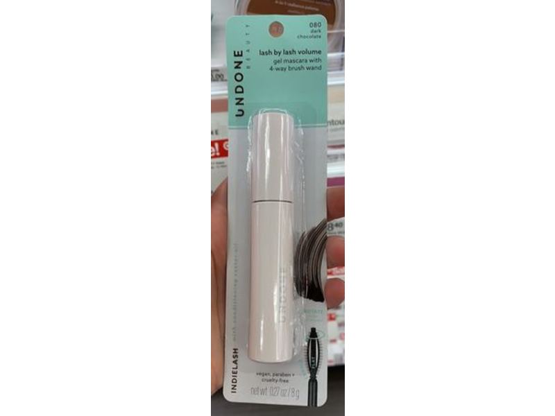 Undone Beauty Indielash Lash By Lash Volume Gel Mascara, 080 Dark Chocolate, 0.27 oz/8 g