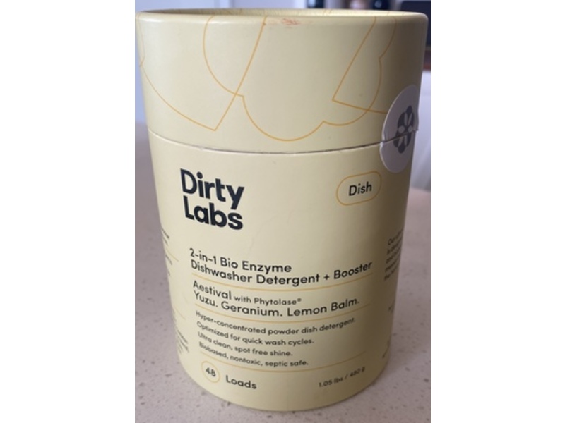 Dirty Labs 2-in-1 Bio Enzyme Dishwasher Detergent + Booster, Yuzu, Geranium, Lemon Balm, 48 Loads, 1.05 lbs/480 g