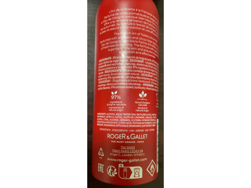 Roger & Gallet Jean Marie Farina Deodorant, 5 oz/150 mL