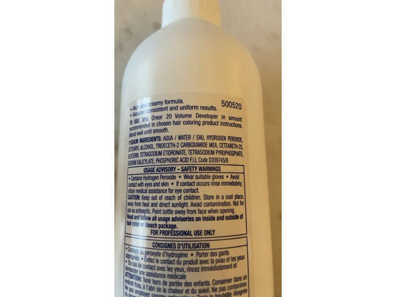 Loreal Oreor Creme 20 Volume Developer, 16 fl oz/473 mL, Pack Of 2