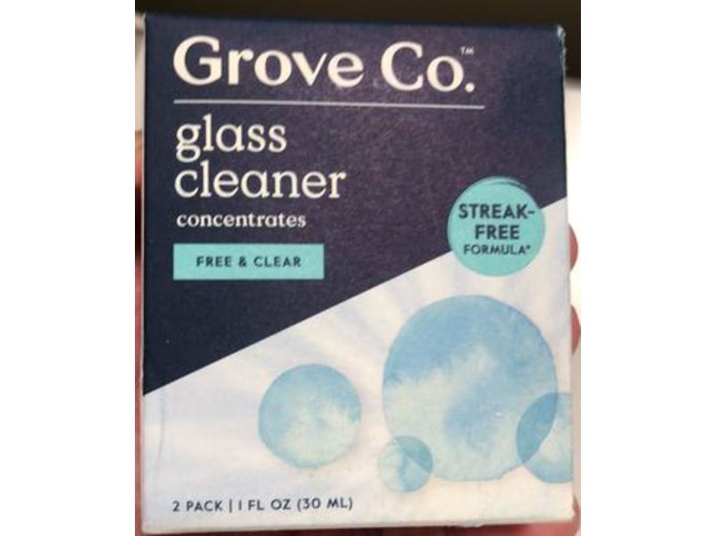 Grove Co. Glass Cleaner, Free & Clear, 1 fl oz/30 mL, 2 Count