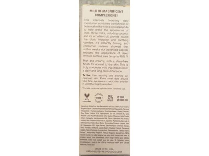 FHF Three Milk Ageless Moisturizer, Firming Peptides, 2.5 fl oz/73.9 mL