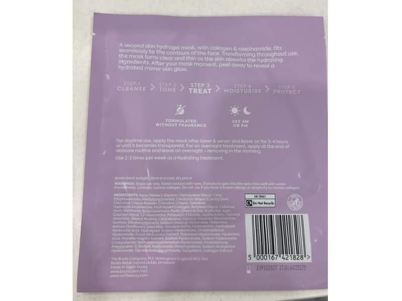 No7 Good Intent Collagen Jelly Hydrogel Mask, 1.3 oz/37 g, 1 Count