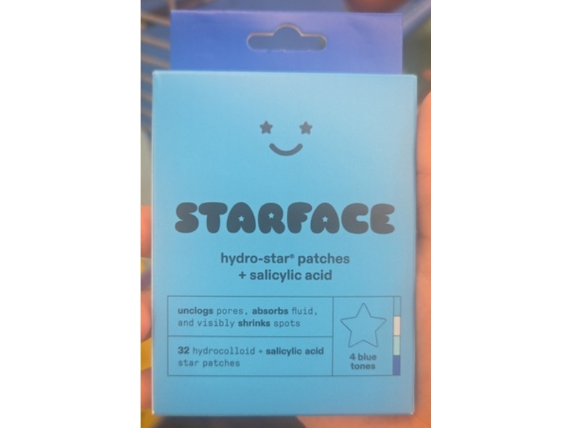 Starface Hydro-Star Patches, Hydrocolloid + Salicylic Acid, Blue, 32 Count