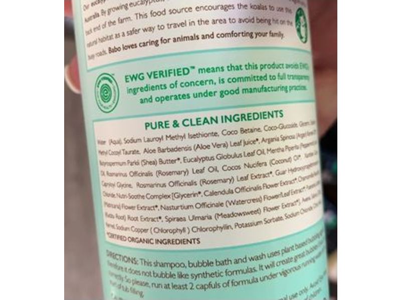 Babo Botanicals Eucalyptus Remedy Plant Based Shampoo, Bubble Bath & Wash, Hypoallergenic, 15 fl oz/450 mL