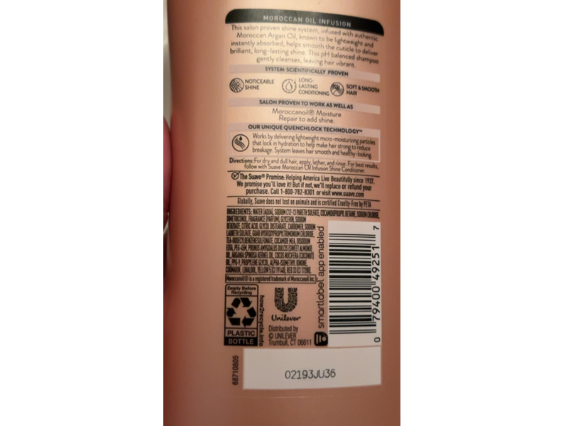 Suave Moroccan Oil Infusion Shine Shampoo, 18 fl oz/532 mL