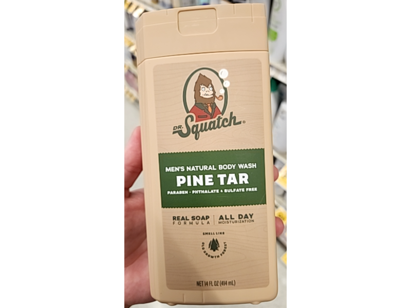 Dr. Squatch Men's Natural Body Wash, Pine Tar, 14 fl oz/ 414 mL