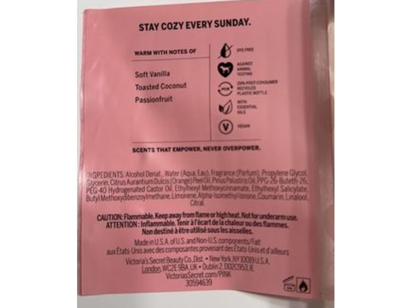 Pink Body Mist, Warms & Cozy, Essential Oils, 8.4 fl oz