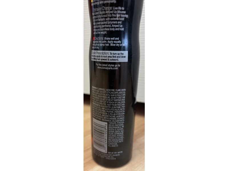 L'Oreal Paris Studio Amped Up Mega Mousse Vloumizing Mousse, Extreme Hold, 7.1 oz/202 g