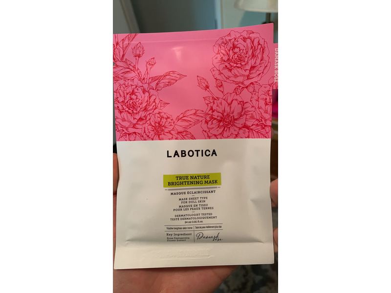 Labotica True Natural Brightening Mask, Damask Rose, 0.81 fl oz/24 mL, Pack Of 10