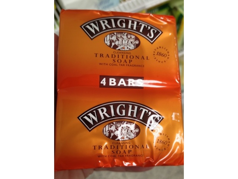 Wright's Traditional Soap, Coal Tar Fragrance, 100g, 4 Count
