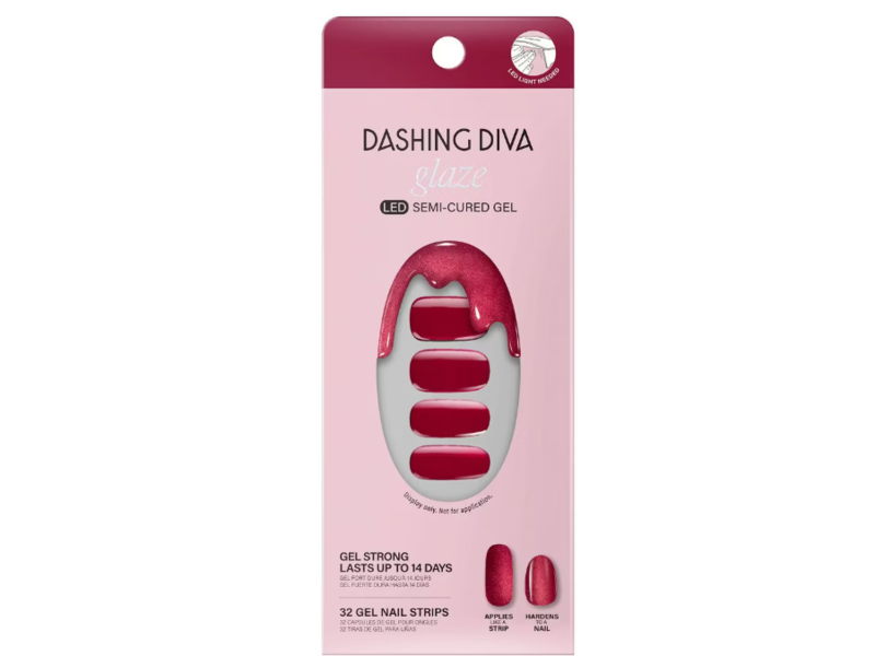 Dashing Diva Gel Nail Strips, Ruby Red Apple, 32 Count