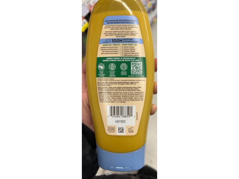 Garnier Whole Blends Moisturizing Conditioner, Honey Water, 370 mL