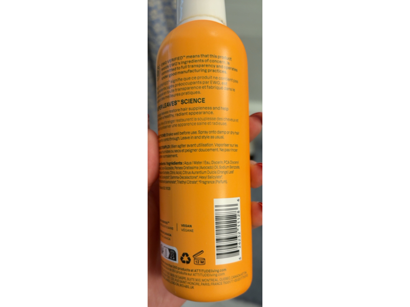 Attitude Natural Care Super Leaves Hair Detangler, 8 fl oz/240 mL