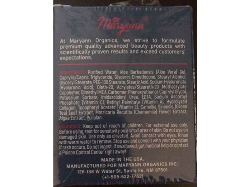 Maryann Organics Neck Cream, Chest, Neck & Face, Restore & Renew Multi-Action, 1.7 fl oz/50 mL