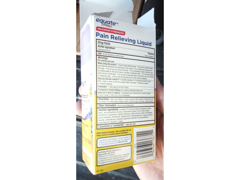 Equate Maximum Strength Pain Relieving Liquid, Lavender Essential Oil, 2.5 fl oz/73 mL