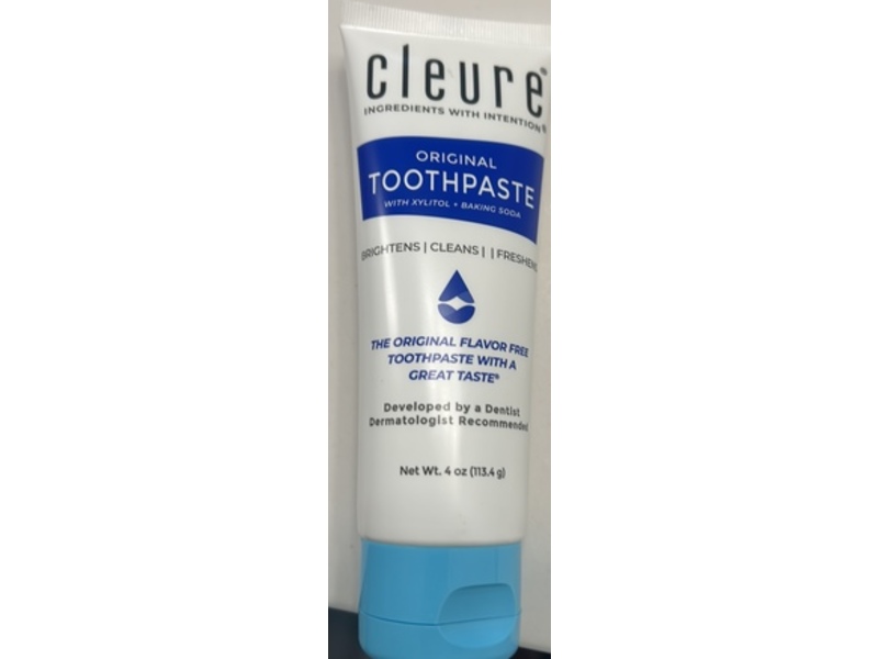 Cleure Original Toothpaste, Xylitol + Baking Soda, 4 oz/113.4 g, Pack Of 3