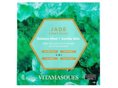 Vitamasques Sheet Mask, Jade Stone Powder, Spirulina & Pine, 0.74 fl oz/22 mL