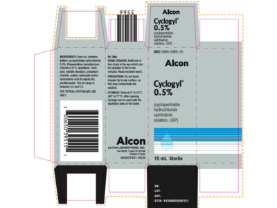 Cyclogyl (cyclopentolate hydrochloride ophthalmic solution, USP) 0.5%, 15 mL, Alcon Laboratories, Inc (RX)