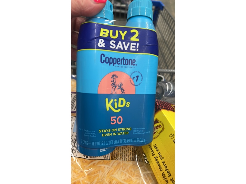 Coppertone Kids Sunscreen Spray, SPF 50, 5.5 oz (156 g), Pack of 2