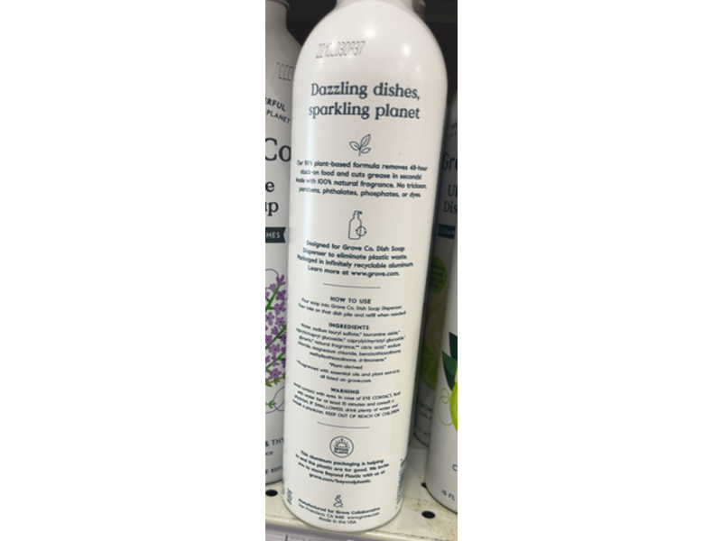 Grove Co. Ultimate Dish Soap, Citron & White Roses, 16 fl oz/473 mL