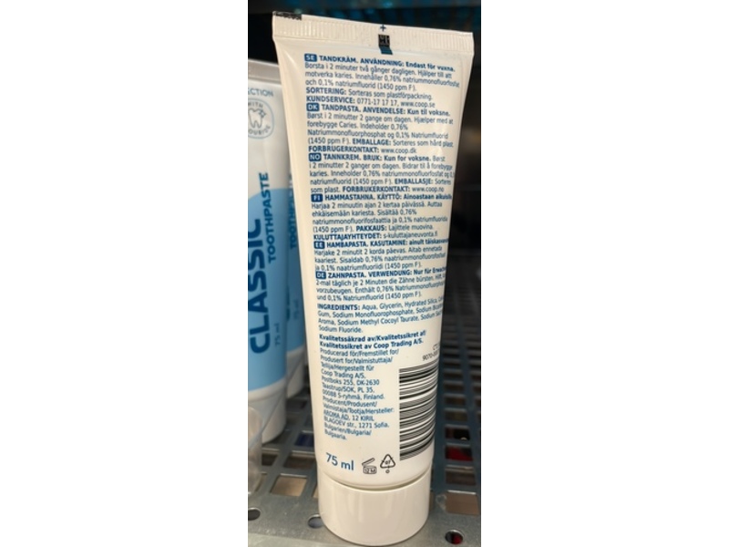 Coop Classic Toothpaste, 75 mL