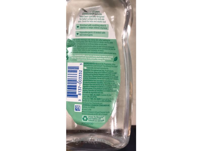 Johnson's Aloe & Vitamin E Oil, 14 fl oz/414 mL