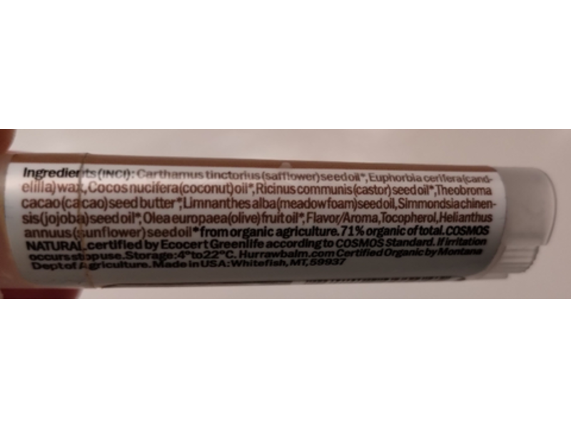 Hurraw! Lip Balm, Coconut, 0.17 oz/4.8 g