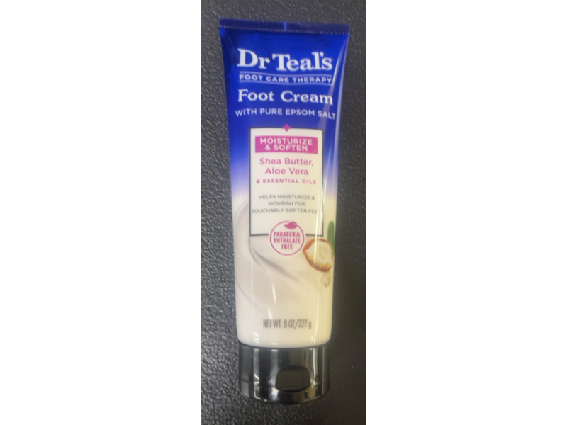 Dr Teal's Moisturize & Soften Foot Cream, Shea Butter & Aloe Vera, 8 oz/227 g