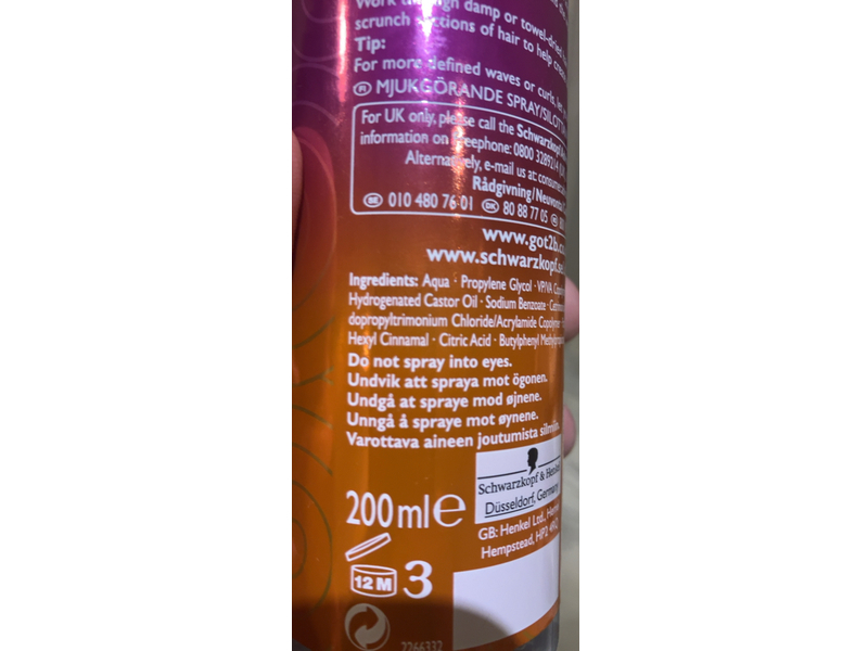 Schwarzkopf Twisted Anti - Frizz Styling Spray, 200 mL