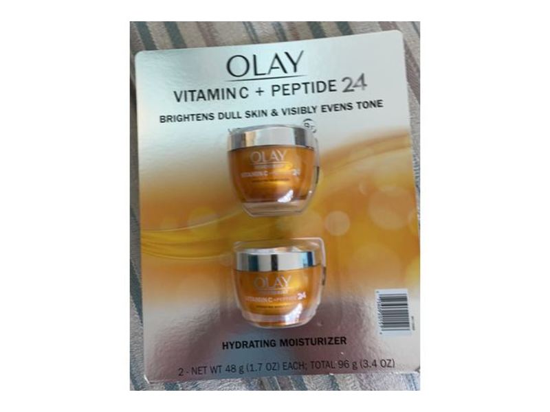 Olay Hydrating Moisturizer, Vitamin + Peptide 24, 1.7 oz/48 g, Pack Of 2