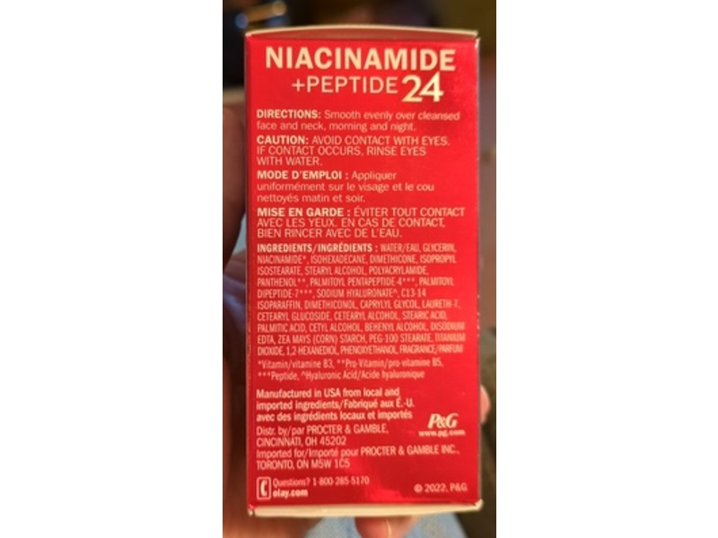 Olay Mini Hydrating Moisturizer, s Niacinamide + Peptide 24, 0.5 fl oz/15 mL