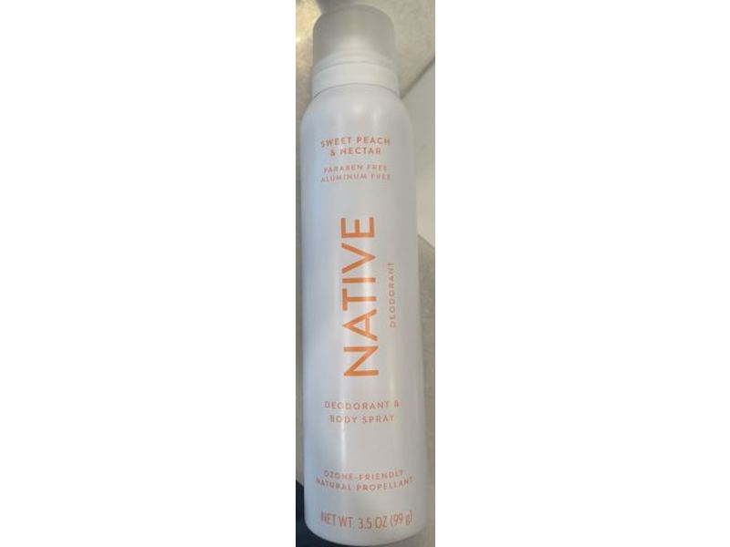 Native Deodorant & Body Spray, Sweet Peach & Nectar, 3.5 oz/99 g
