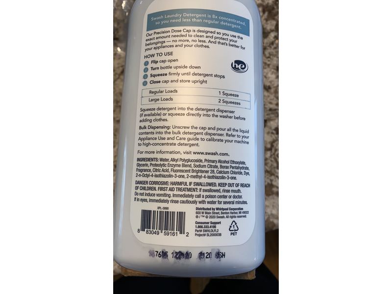 Swash Liquid Laundry Detergent, Pure Linen, 83 Loads, 30 fl oz/887.2 mL