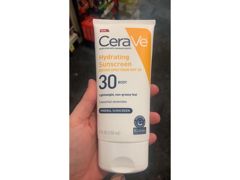 CeraVe Hydrating Mineral Sunscreen Body Lotion, SPF 30, 5 fl oz/150 mL
