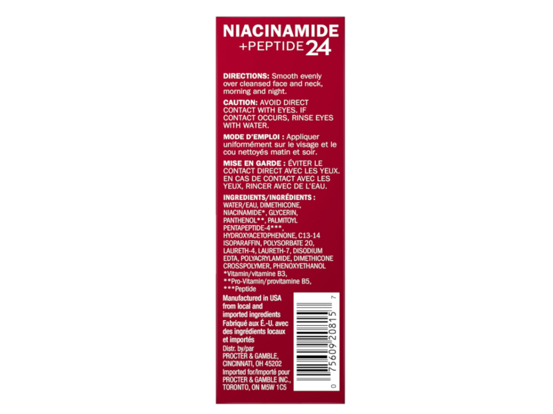 Olay Serums Anti-Wrinkle Serum, Niacinamide + Peptide 24, Fragrance Free, 1.3 fl oz/40 mL
