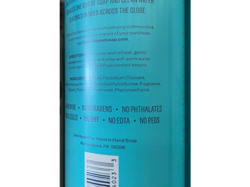 Hand In Hand Hand Soap, Sea Salt, Sweet Mint & Eucalyptus, 2X + Refill Reuse, 19.8 fl oz/585 mL