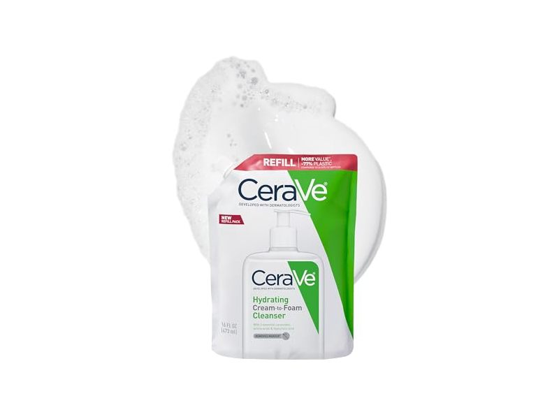 CeraVe Hydrating Cream To Foam Cleanser Refill, 16 fl oz/473 mL